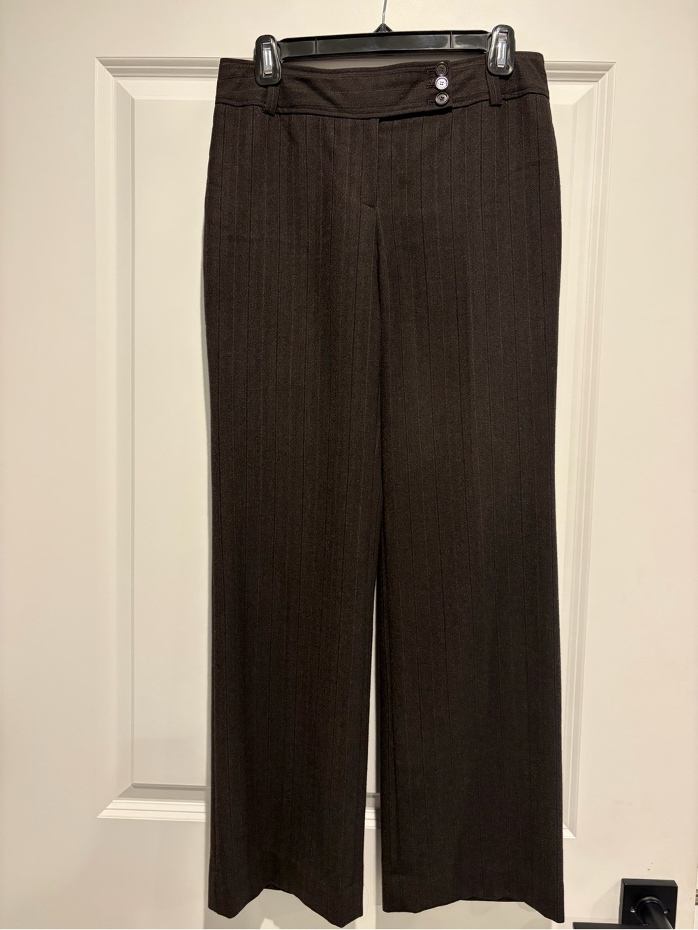 Ann Taylor Women’s Dark Brown Pinstripe Wide-leg Dress Pants